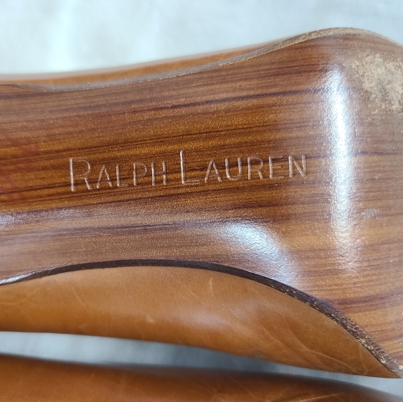 Vintage Ralph Lauren Collection Purple Label Caramel Leather Heels Size 7 - Picture 5 of 13